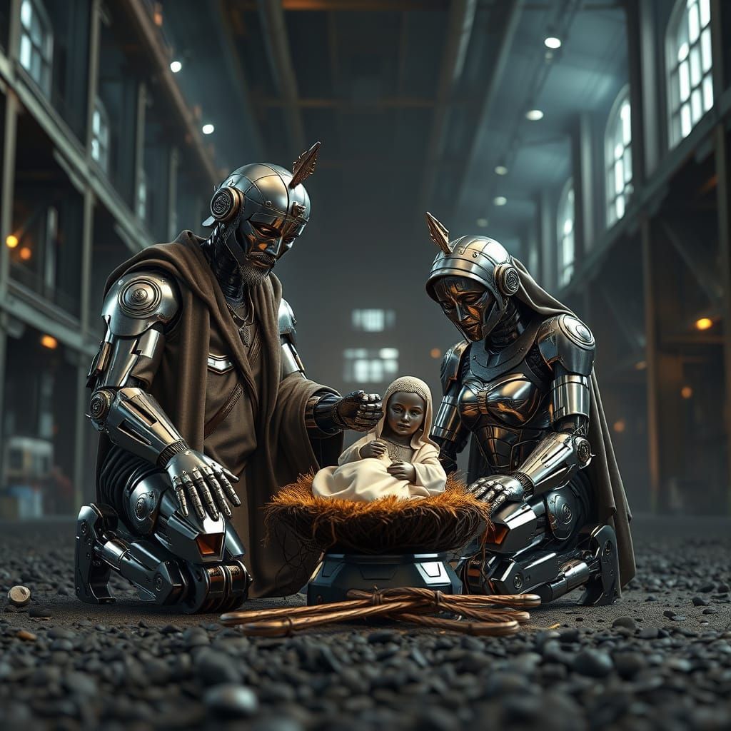 Heavy Metal Nativity Mech Scene