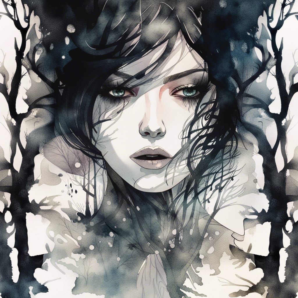 Double Exposure Portrait: Forest Within Woman