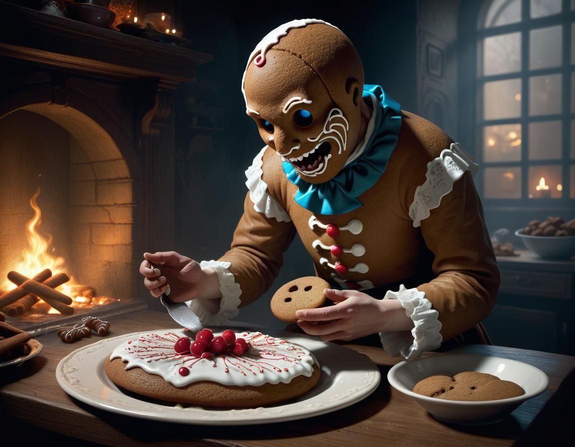 Gingerbread Man's Sinister Feast: A Dark Fantasy