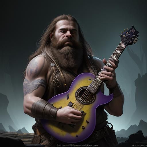 Dwarf Barbarian Guitarist: Dark Fantasy Concept Art