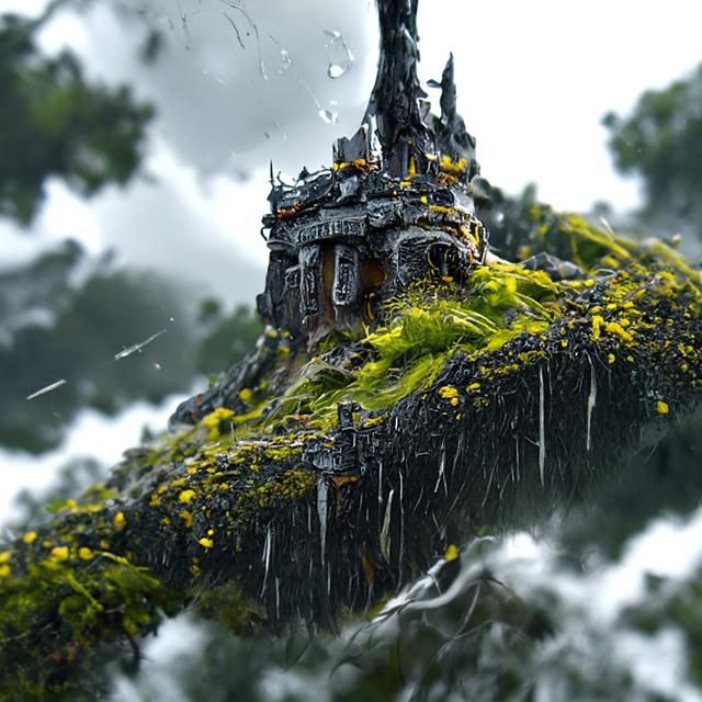 Castle Perched on Hill During Storm, Hyperrealistic Art