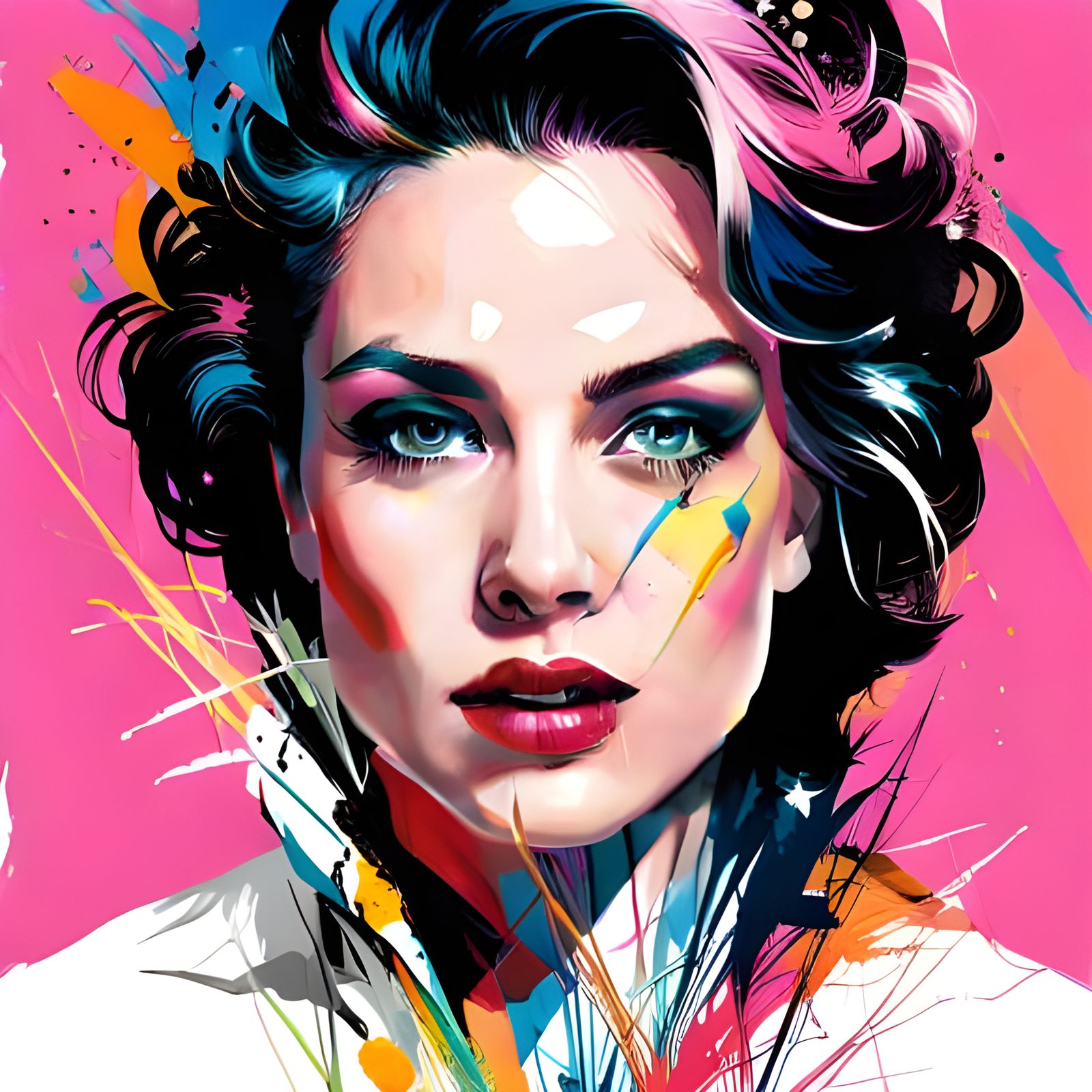 Elegant Queen Portrait in Mixed Media Style