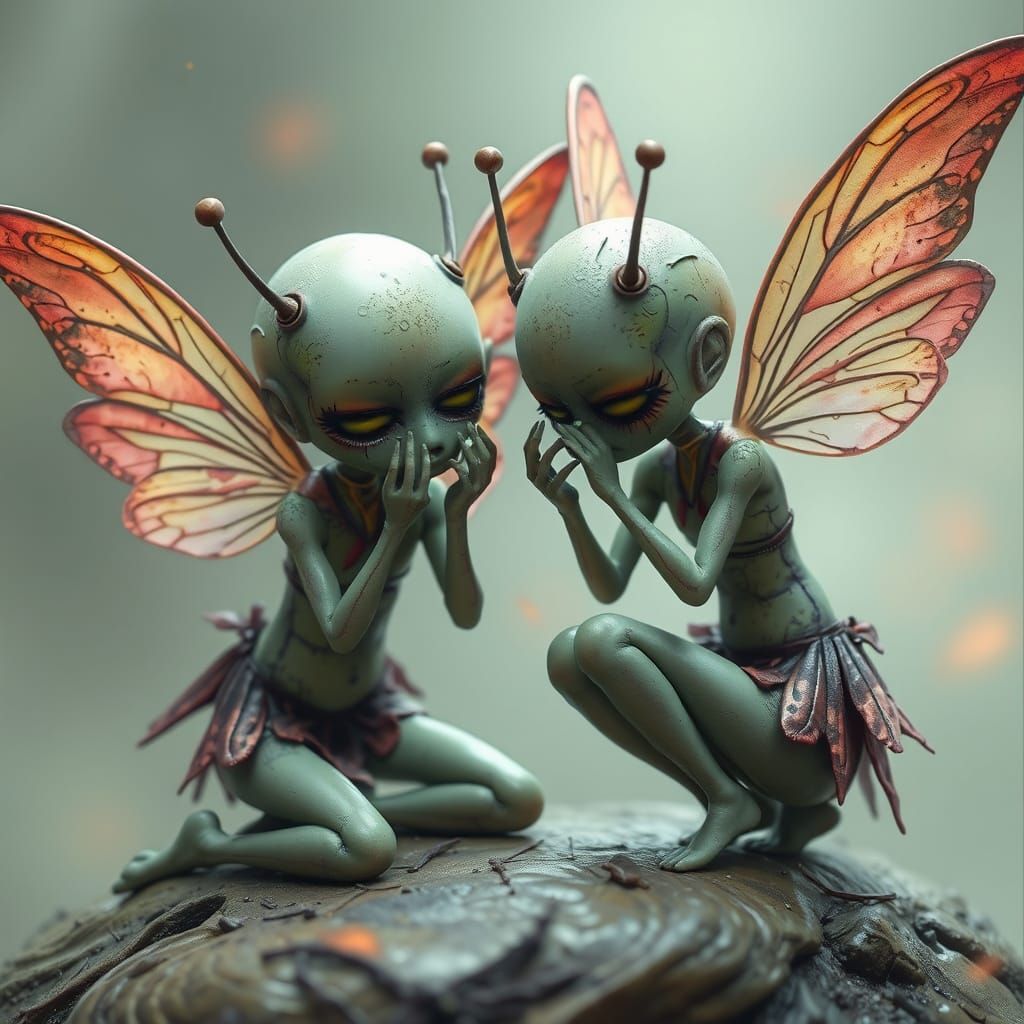 Strange Android Fairies Weeping Sadness