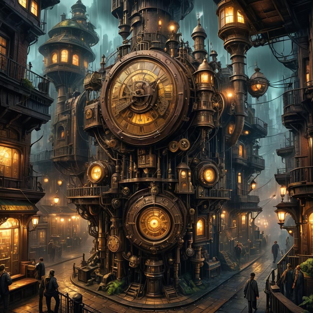 Steampunk Dystopian Mansion: Hyper Detailed Digital Art