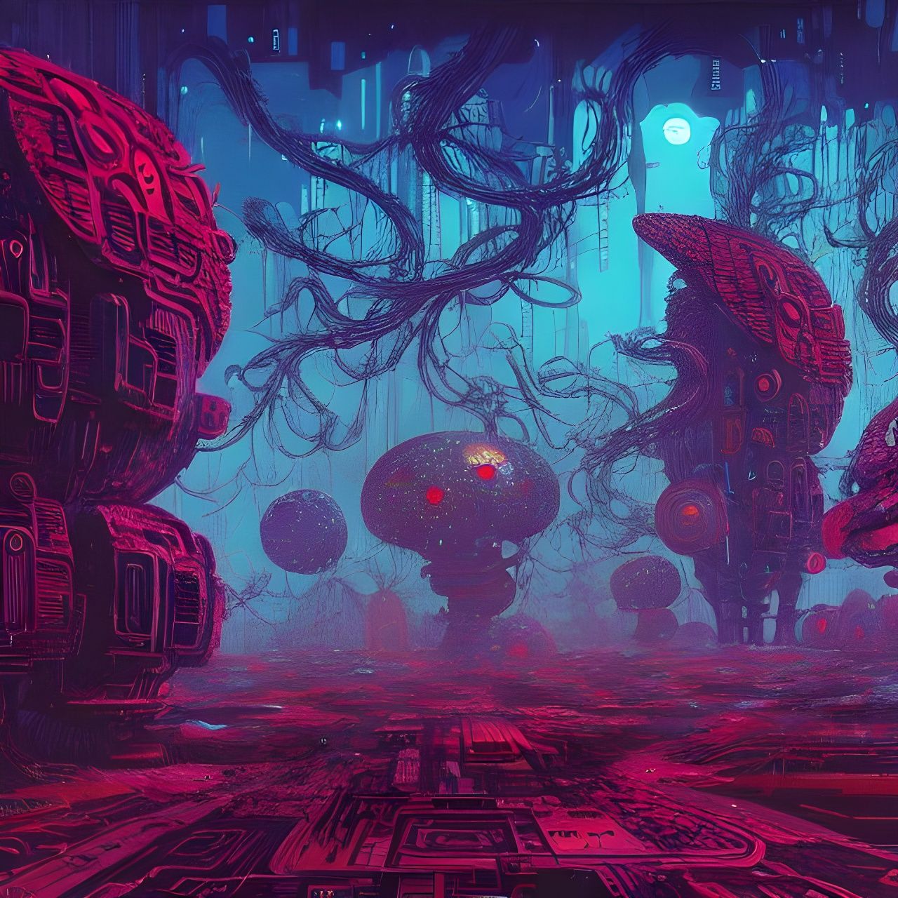 Bizarre Aesthetic Render in Retro Sci-Fi Style