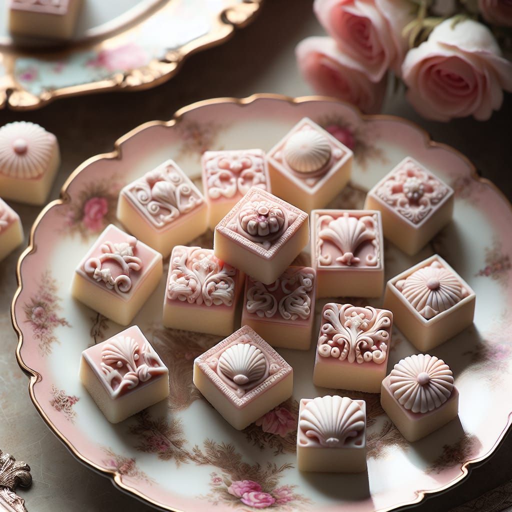 Rococo Pink Petits Fours in Opulent Setting