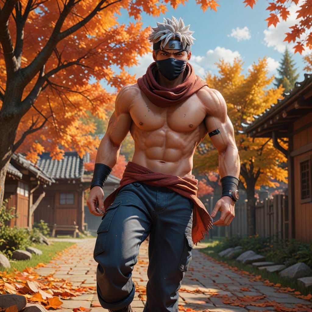 Sensual Kakashi Hatake Strides Through Whirlwind of Autumn L...