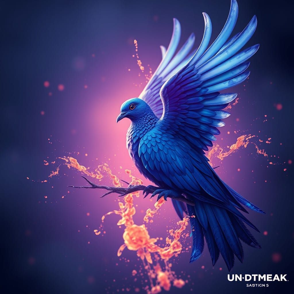 Sapphire Blue Dove in Intricate Fantasy Concept Art