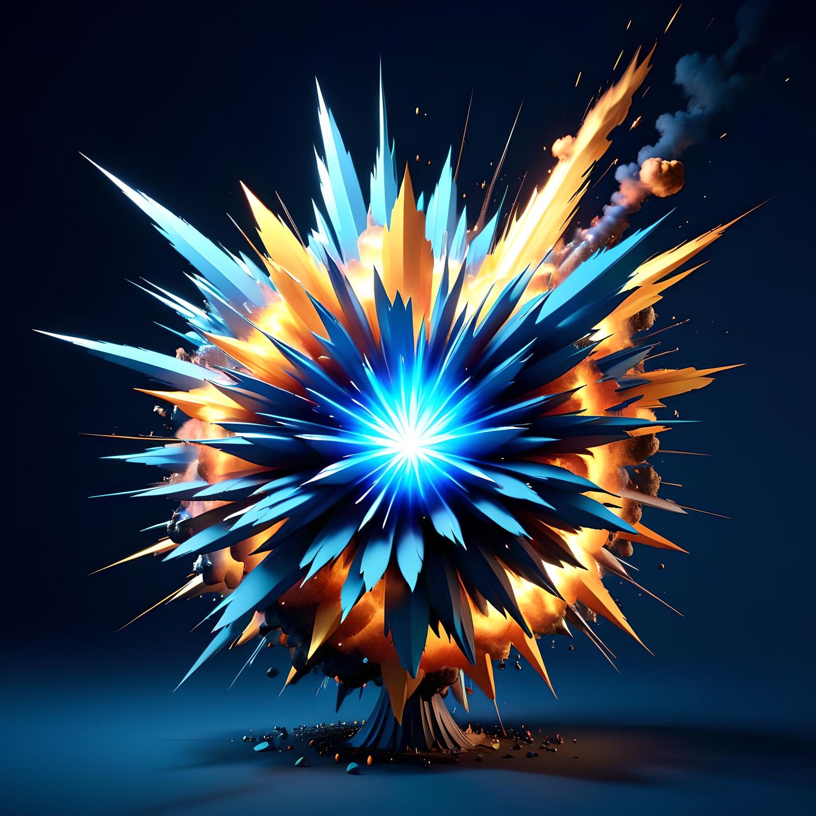 Dynamic 3D Explosion in Blue