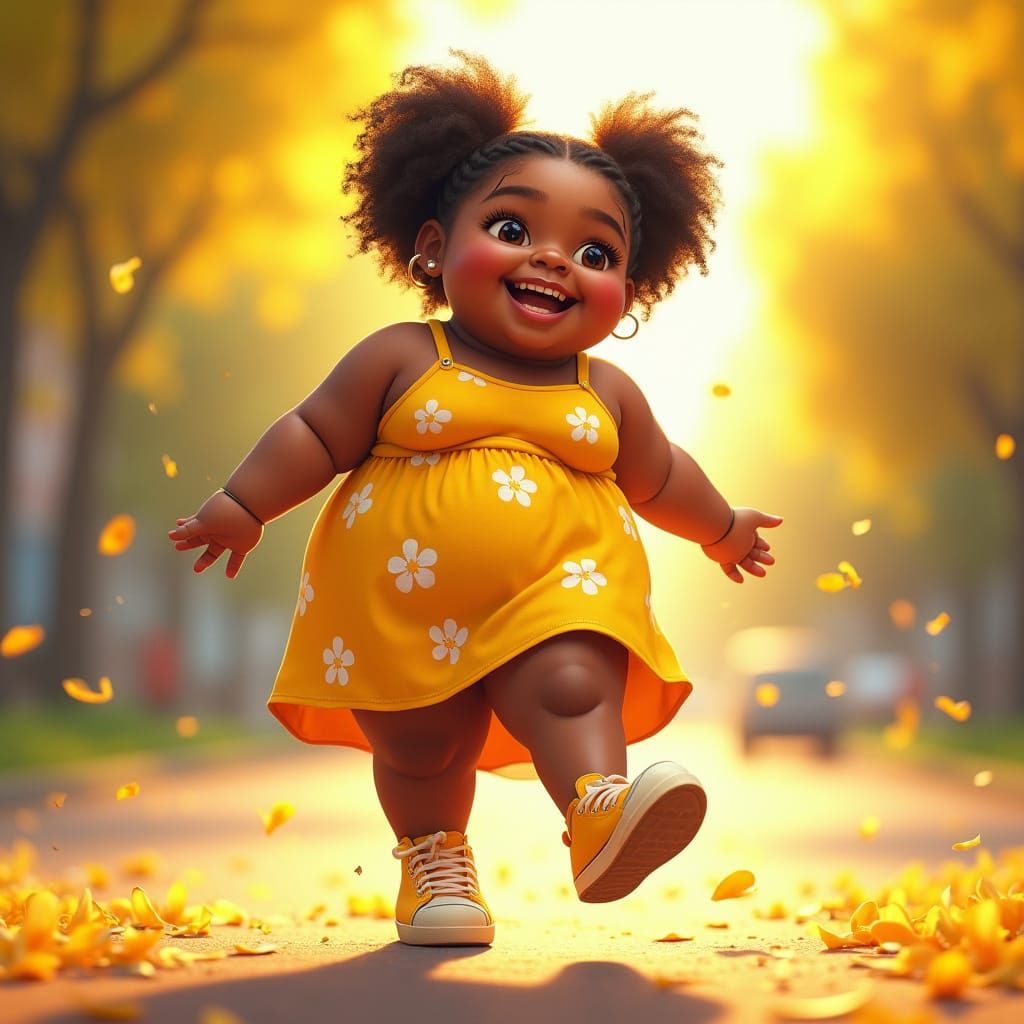 Joyful Black Teen Girl in Vibrant Spring Scene
