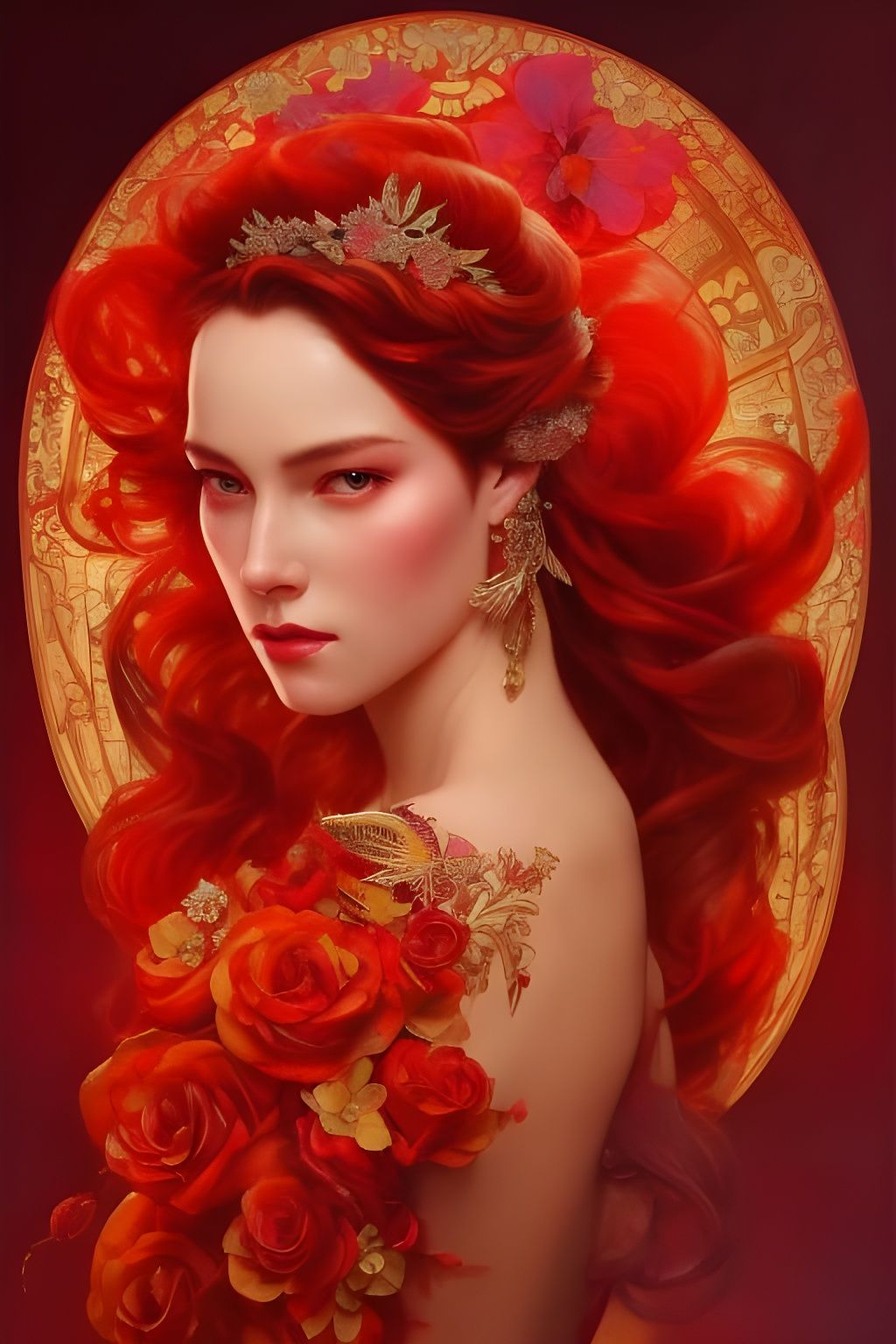 Romantic Red Disney Princess Boudoir Portrait