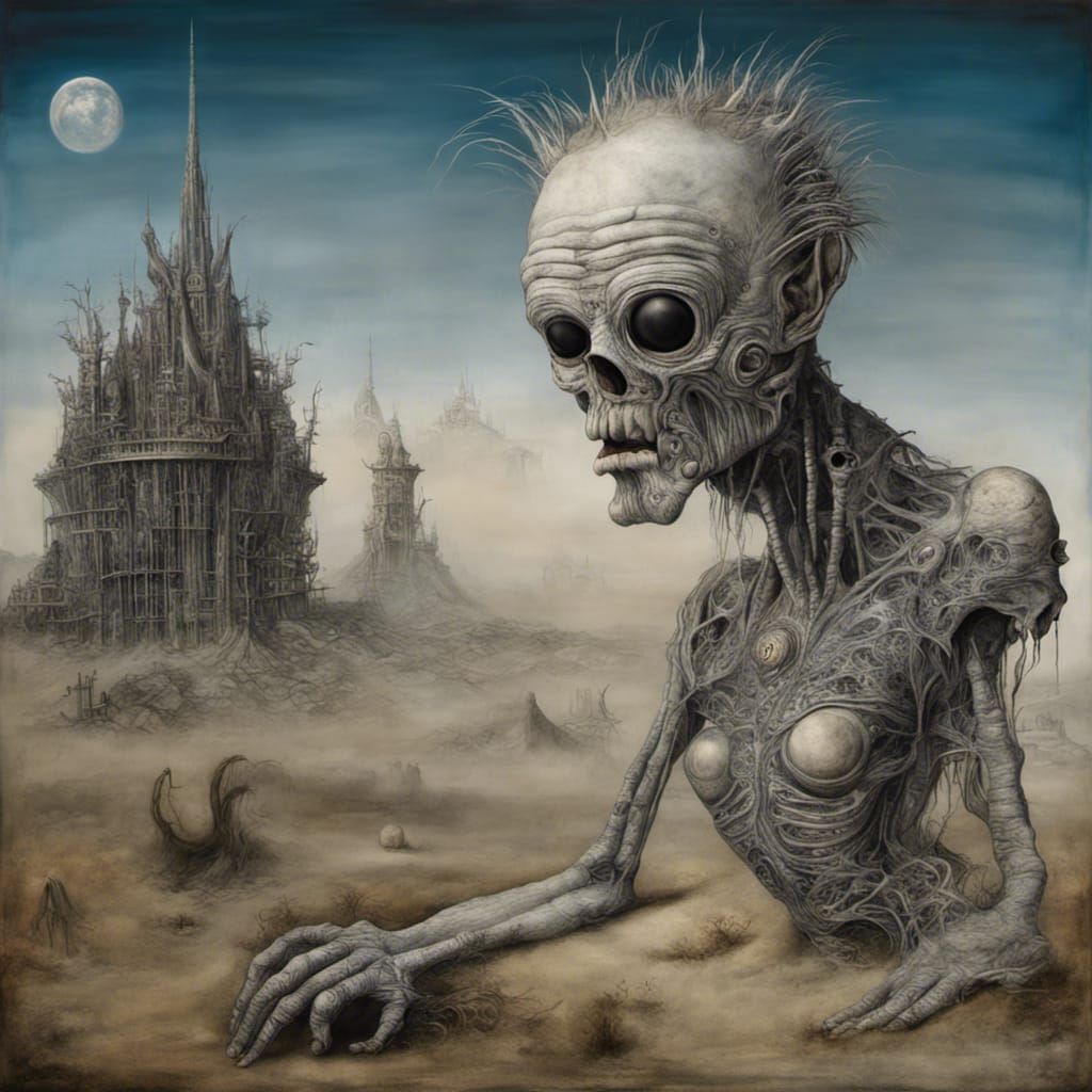 Monster in Post-Apocalyptic Wonderland, Art Nouveau Style