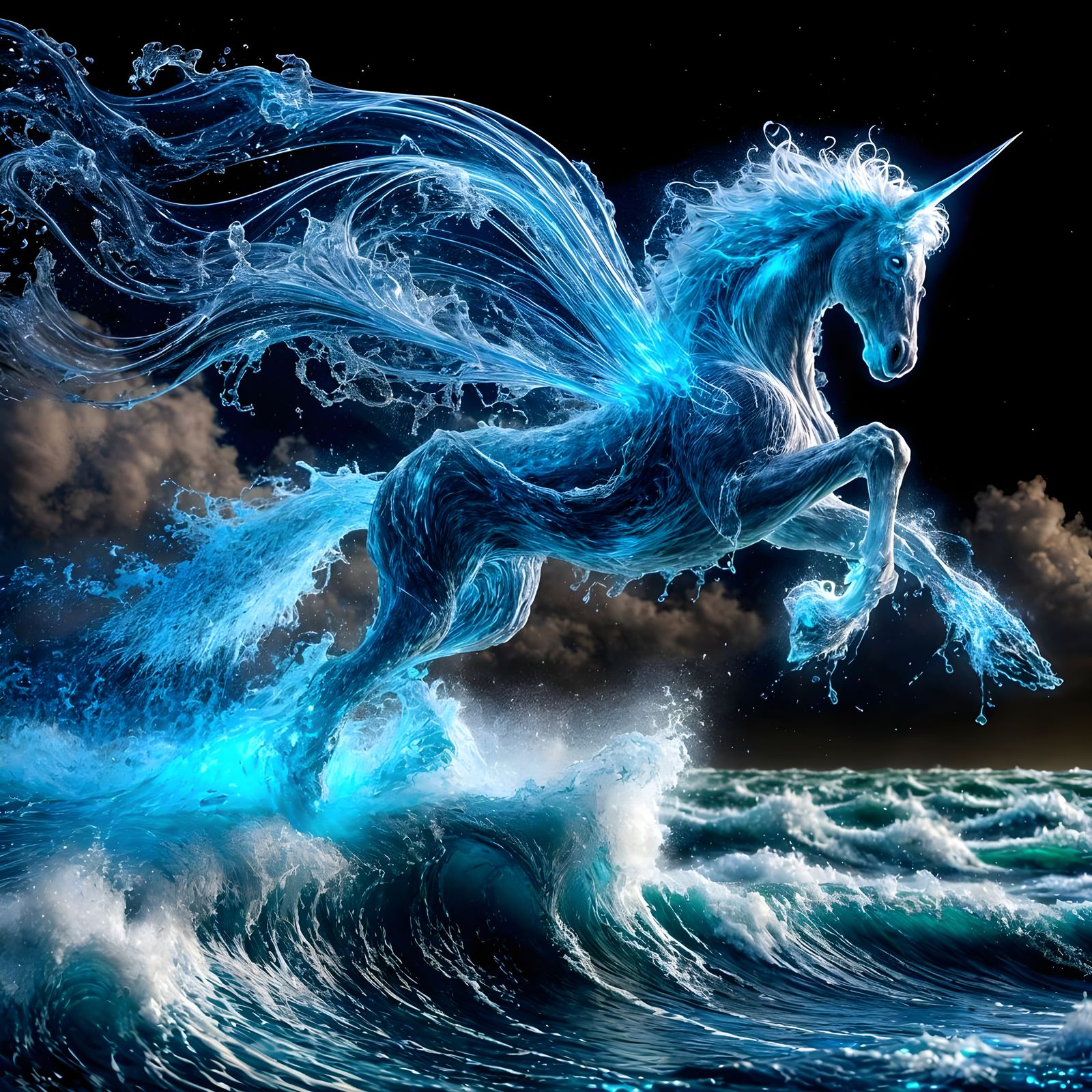 Pegasus of Waves and Bioluminescence in Storm Clouds