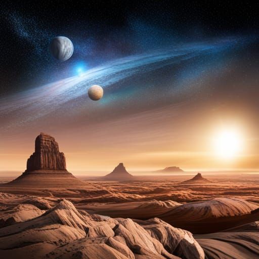 Alien Solar System Seen From Desert Planet