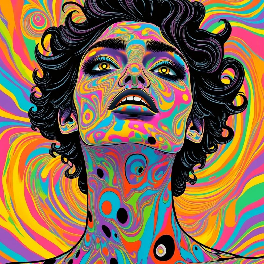 Face as a screen print, pop art, splash screen art