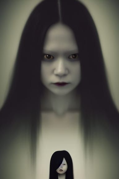 Ominous Portrait Inspired by Japanese Horror Cinema
