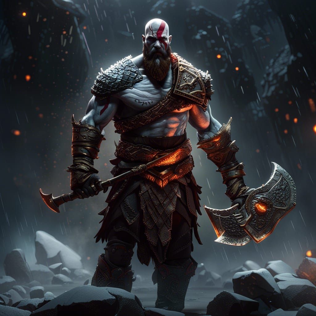 Norse Mythology Kratos: Dark Fantasy Concept Art