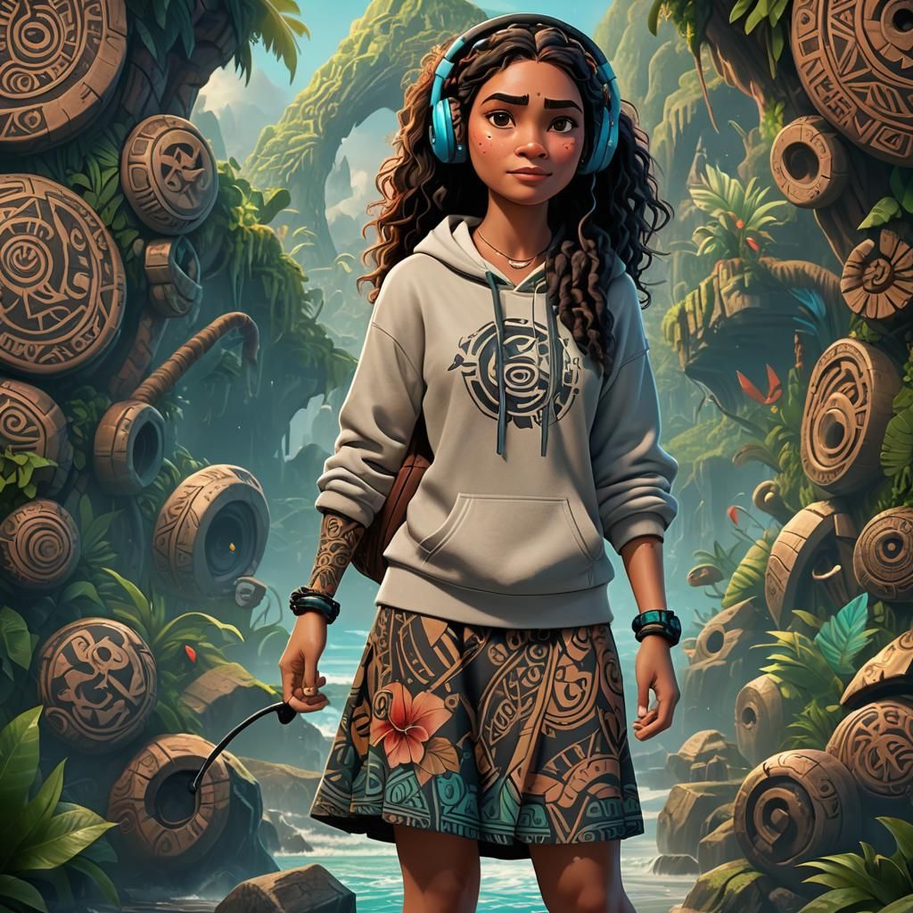 Moana in Modern Outfit: Fantasy Concept Art