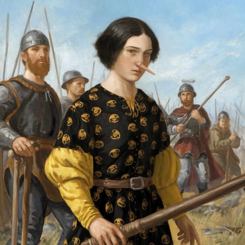 Viking Princess Leads Warriors to Siege in Oil Painting