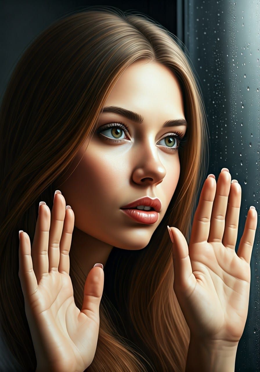 Woman Contemplates Beyond the Window in Soft Light