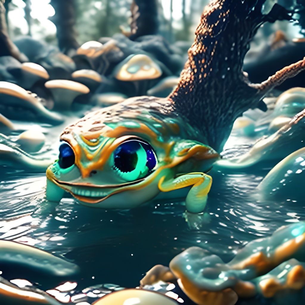 Surreal Neon Eyeball Scene with Ray Tracing