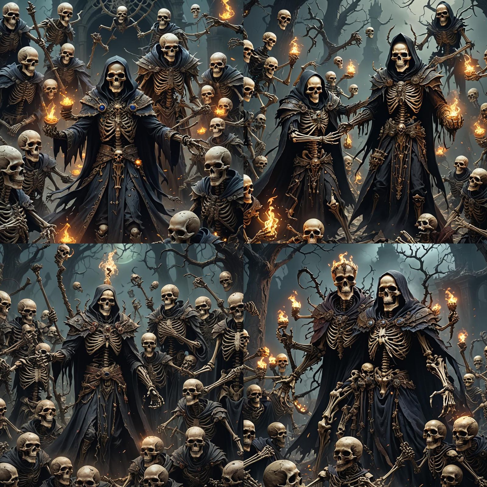 Lich Warlock Summons Skeleton Horde: Fantasy Art