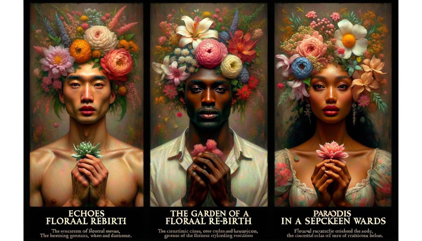 Asian and Hispanic Twin Muses Embody Floral Rebirth