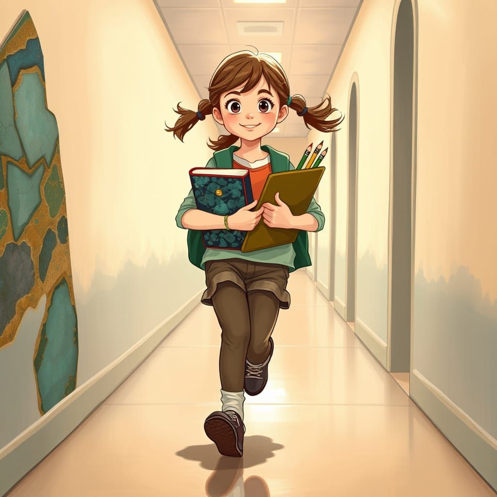 Girl Rushing with Stones, in Beatrix Potter Style