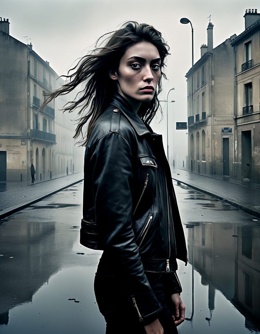 Mysterious Young Woman in Black