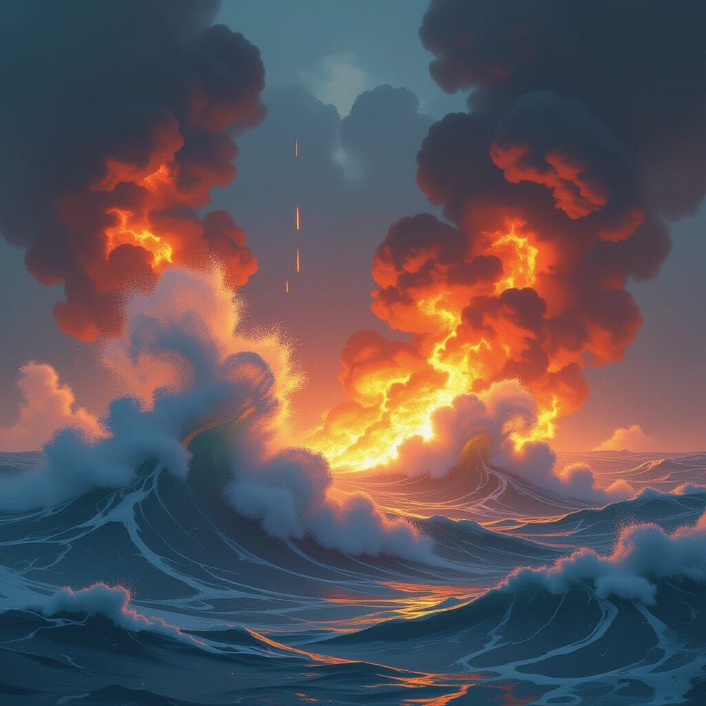 Turbulent Water and Fire Clash in Dystopian Future