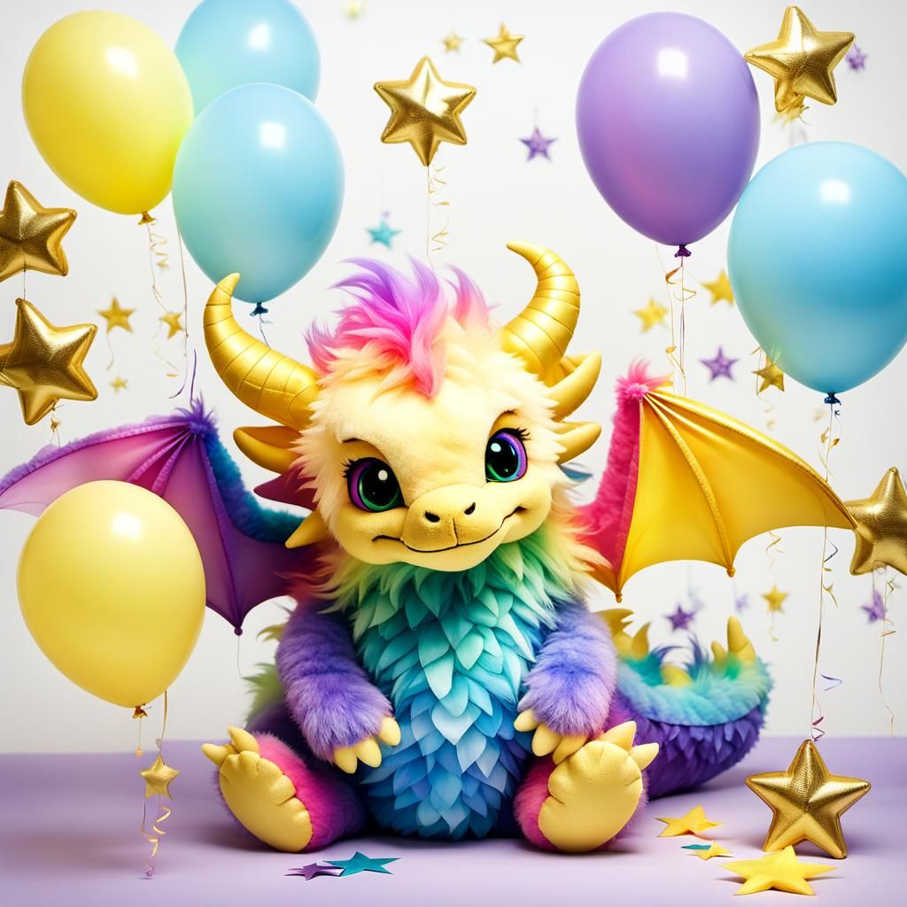 Double Exposure: Rainbow Plush Dragon's Tea Party