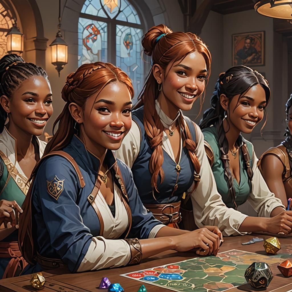 Girl Playing D&D with Friends, Hyperdetailed Portrait