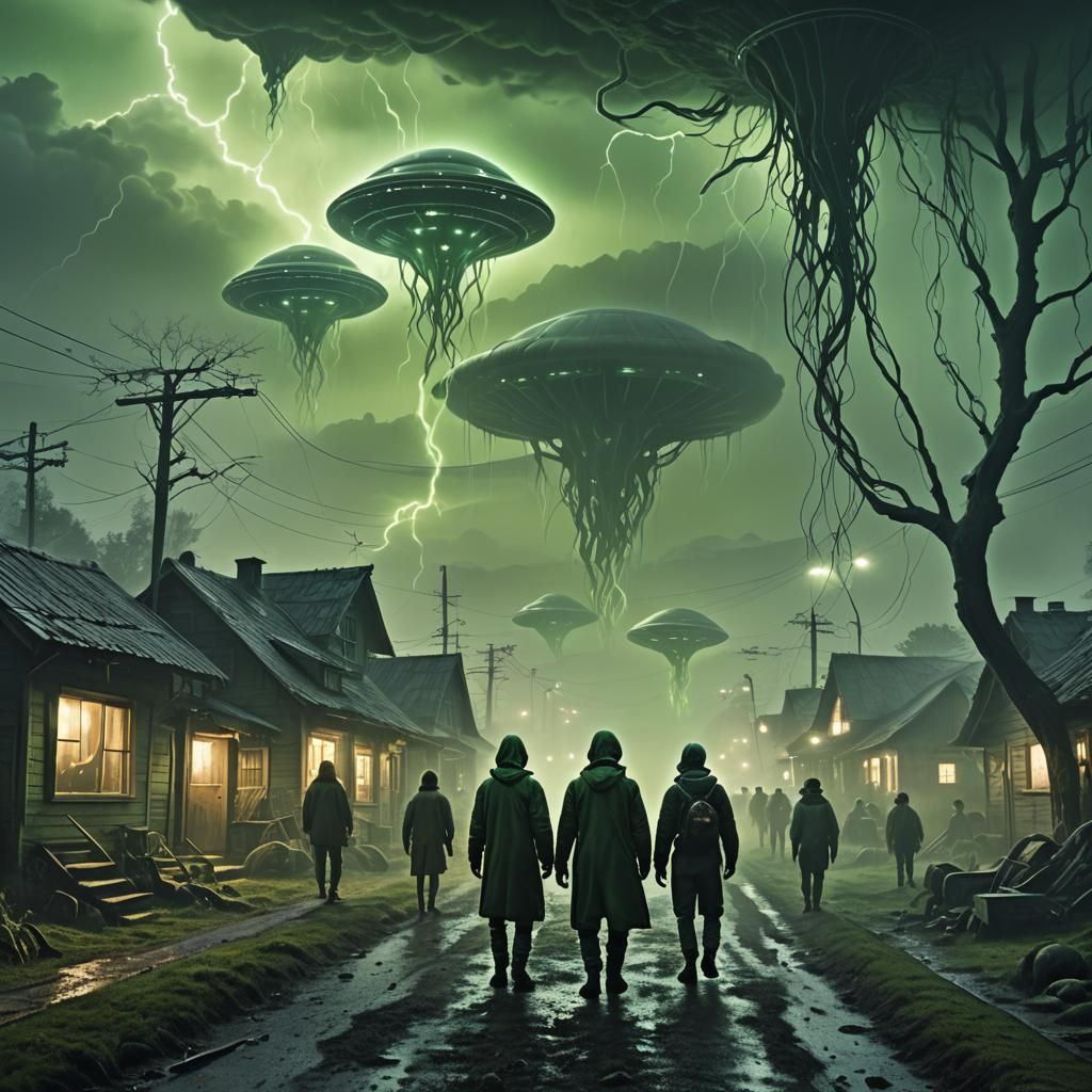 Aliens Control Minds in Dystopian Surrealism