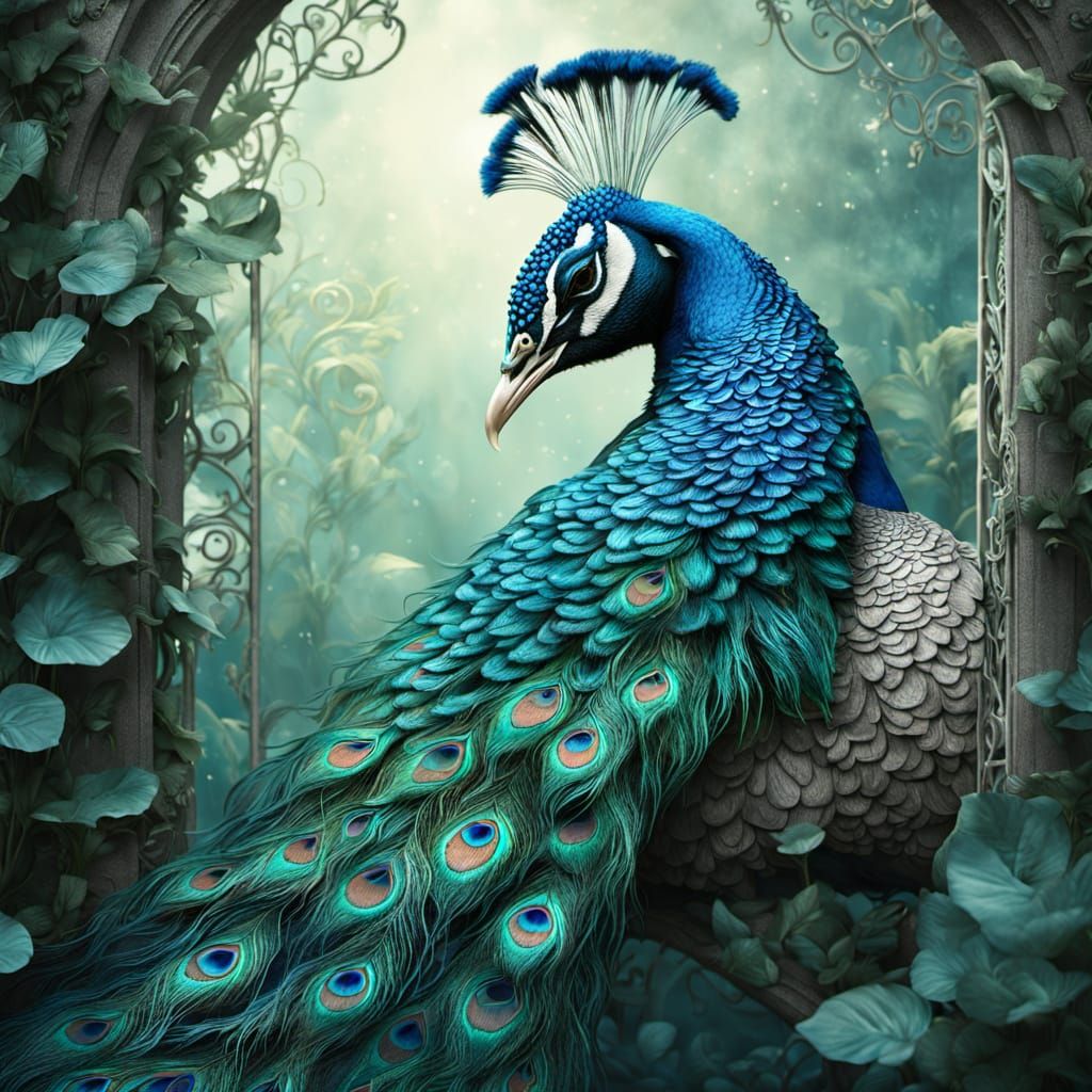 Celestial Peacock Nymph Beneath Heaven's Gate