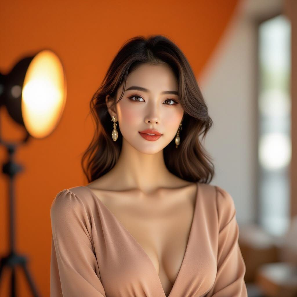 Elegant Korean Woman Portrait with Shallow Depth of Field