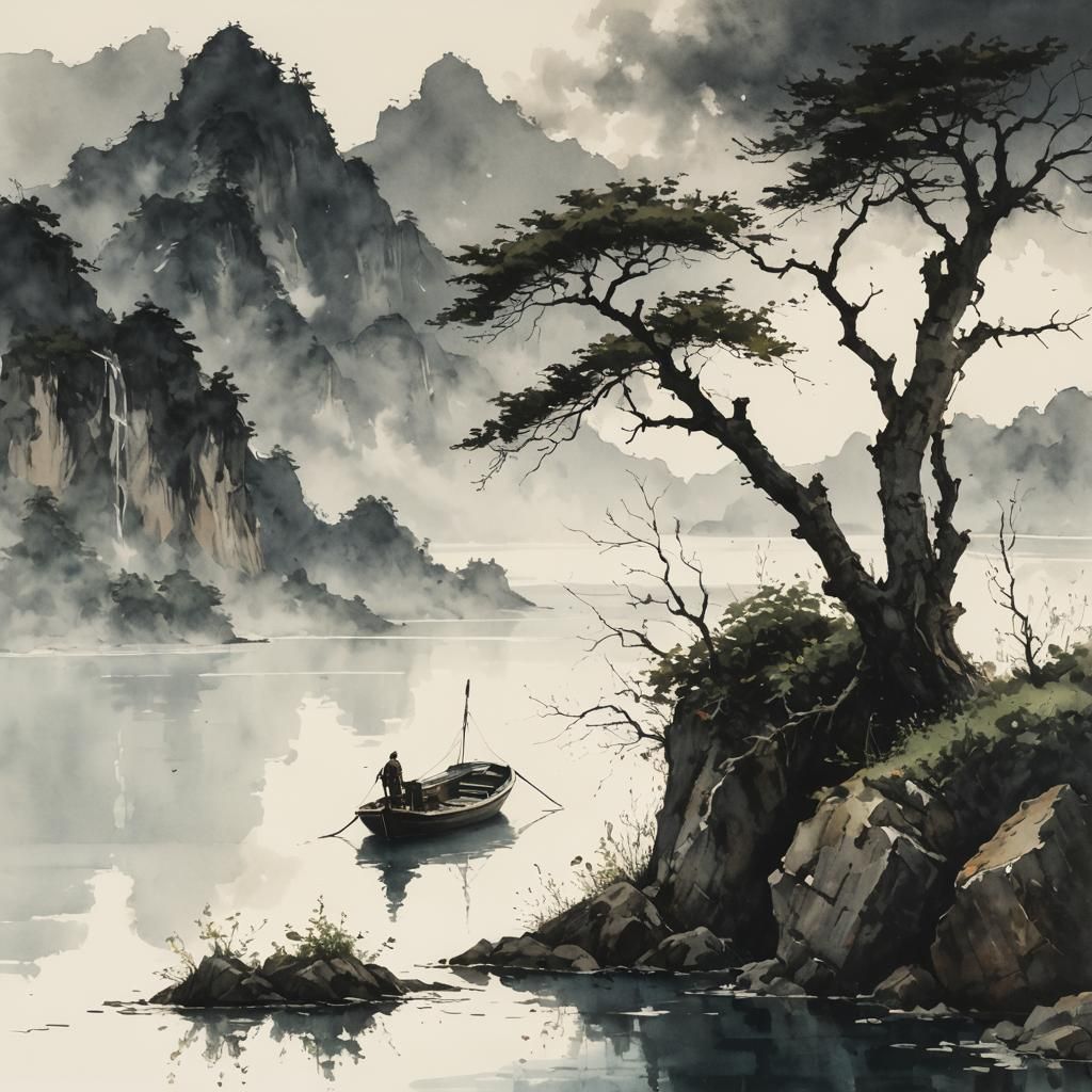 Boat on Water: AI-Generated Simplicity