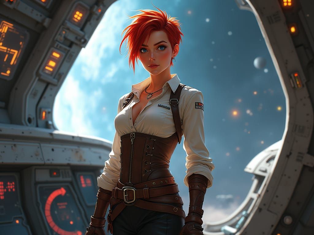 Bold Space Pirate Pilot Embarks on Futuristic Quest