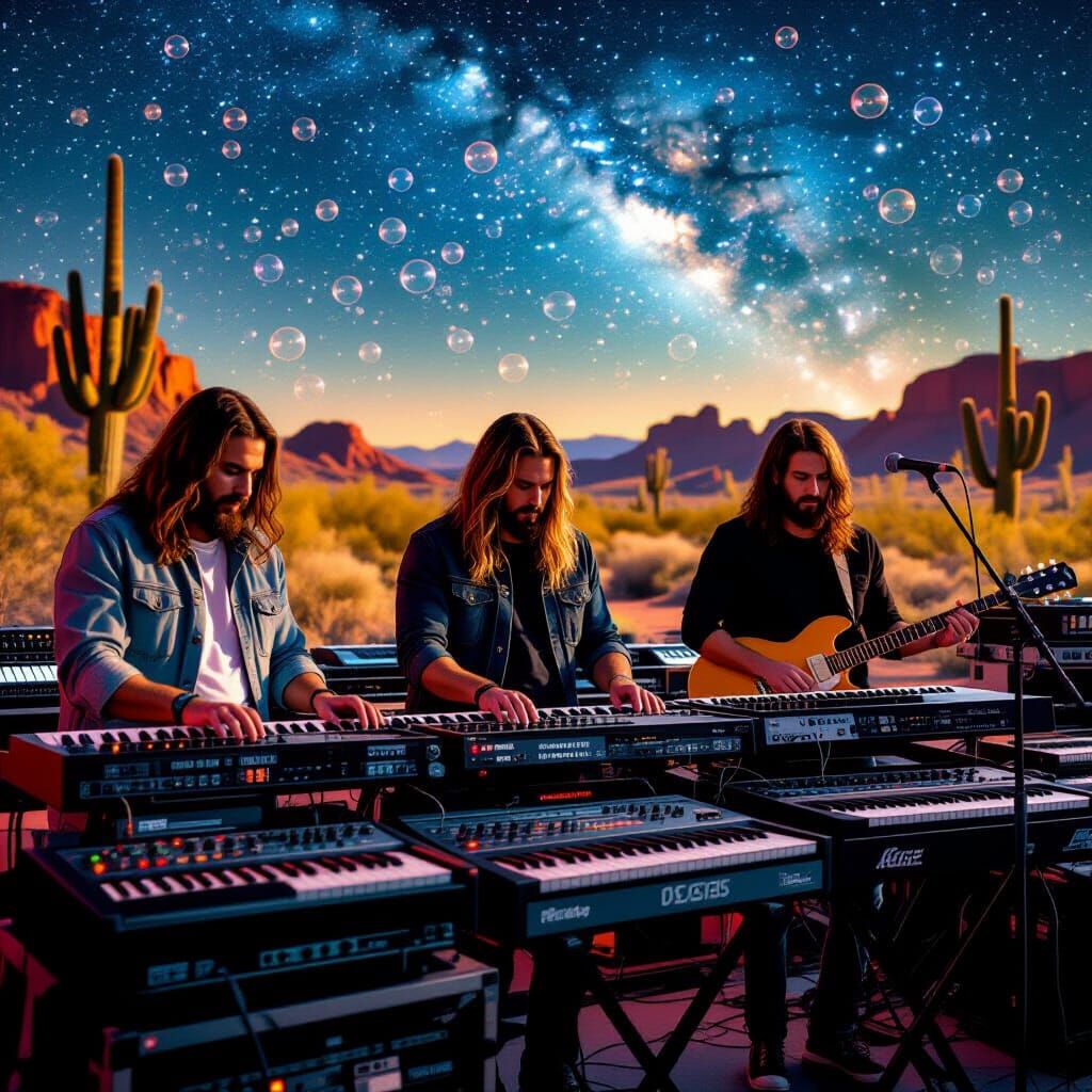 Synthwave Concert Under Desert Stars