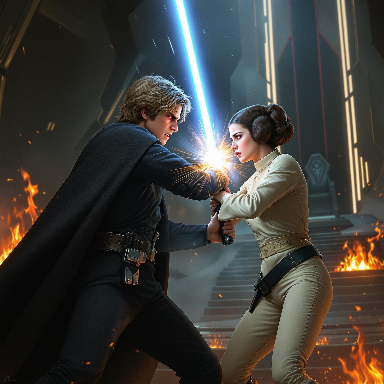 Dark Empire: Heroic Confrontation in a Fiery, Futuristic Lai...