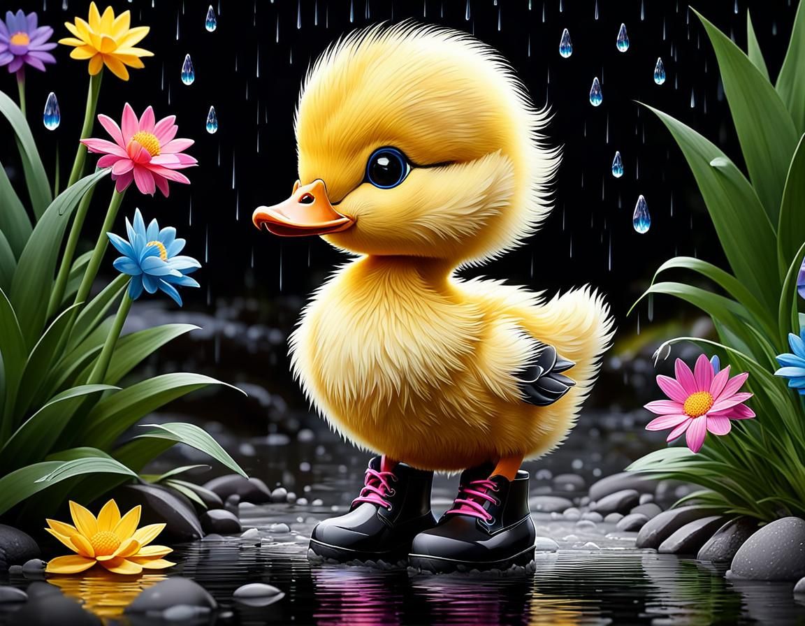 Duckling in Wellington Boots: Crystal Style River Scene