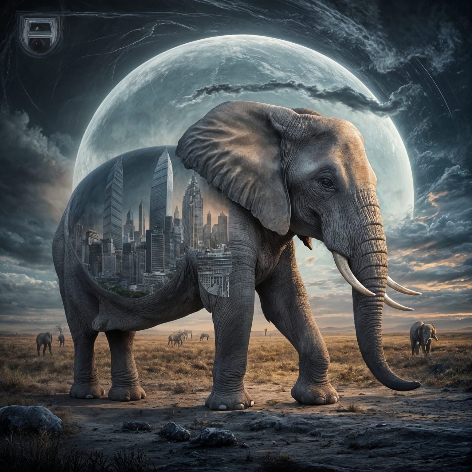 Elephant Cityscape: A Matte Painting Masterpiece