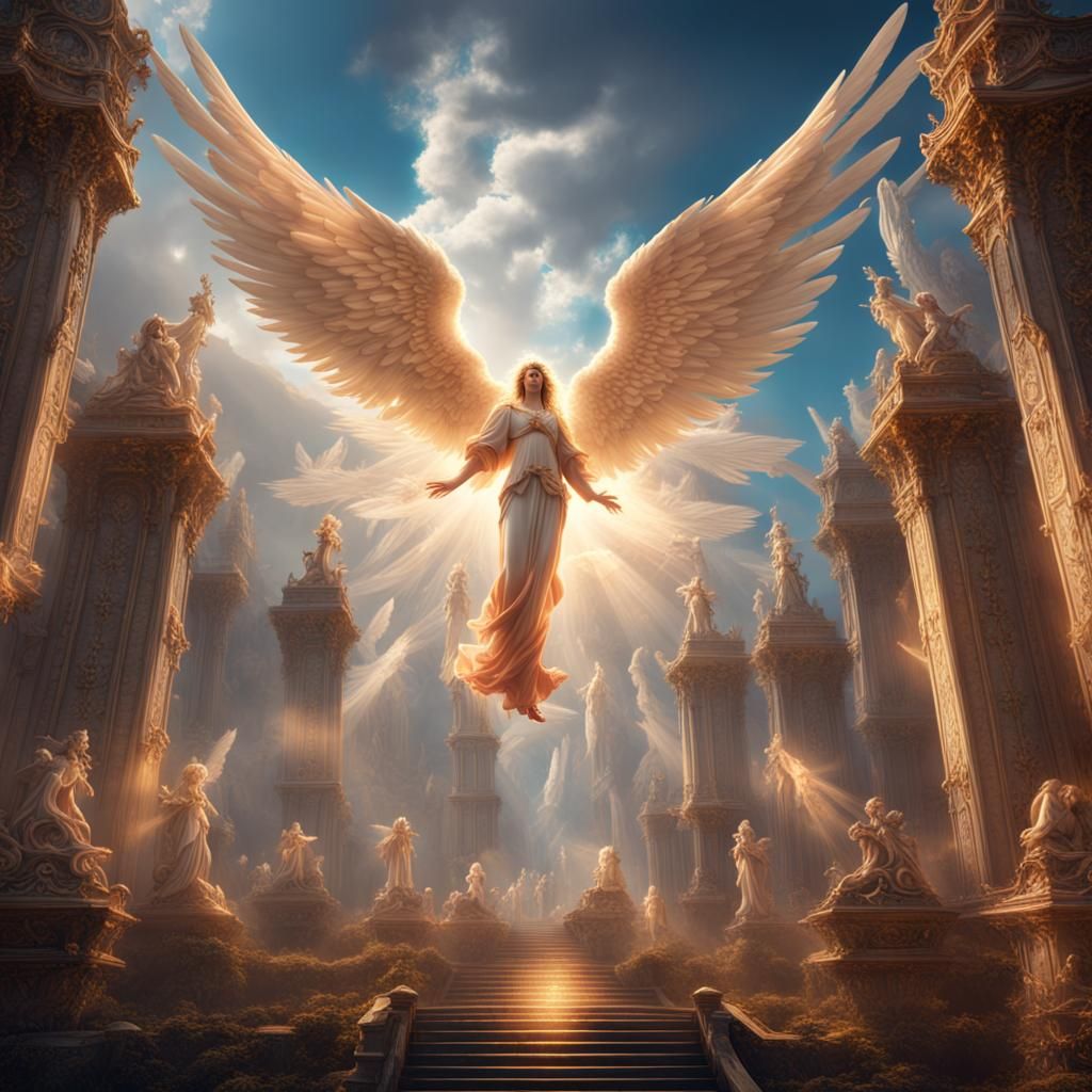 Angels Glorifying God in Heaven: Detailed Matte Painting