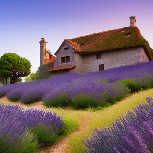 Provence Lavender Fields: Anime-Style Landscape