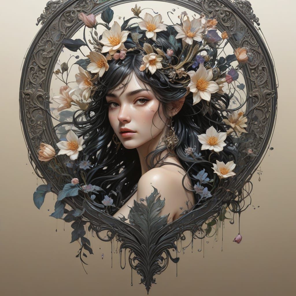 Elegant Elf Princess in Vibrant Floral Attire