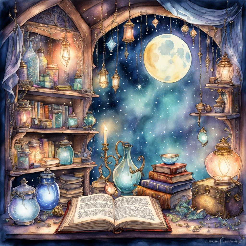 Whimsical Treasure in Grandma's Attic: Ink Drawing