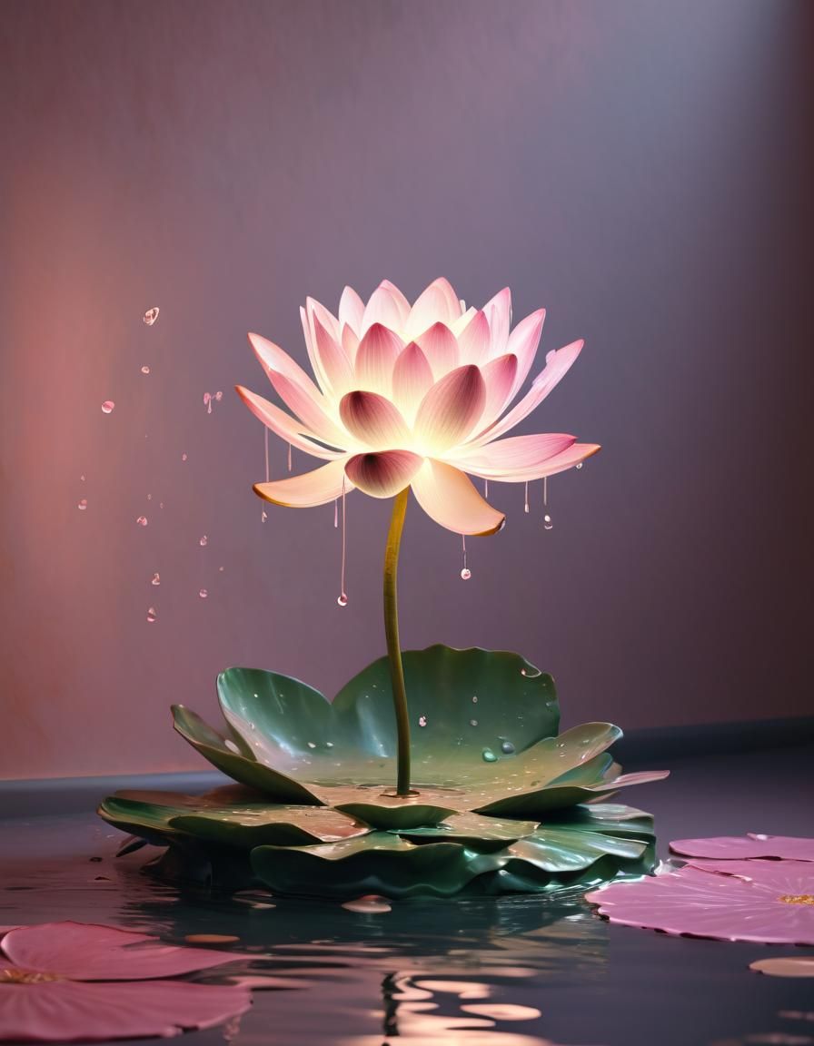 Water-Lily Lamp in Hyperrealistic Concept Art