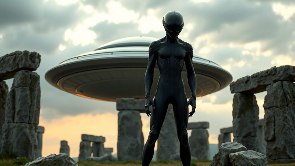 Alien Landing at Stonehenge: Futuristic Sci-Fi Art