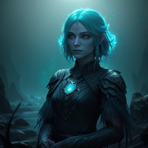 Glowing Dripling in Misty Cave: Bioluminescent Fantasy Art