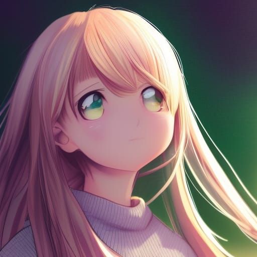 Blonde Anime Woman in Komi Style