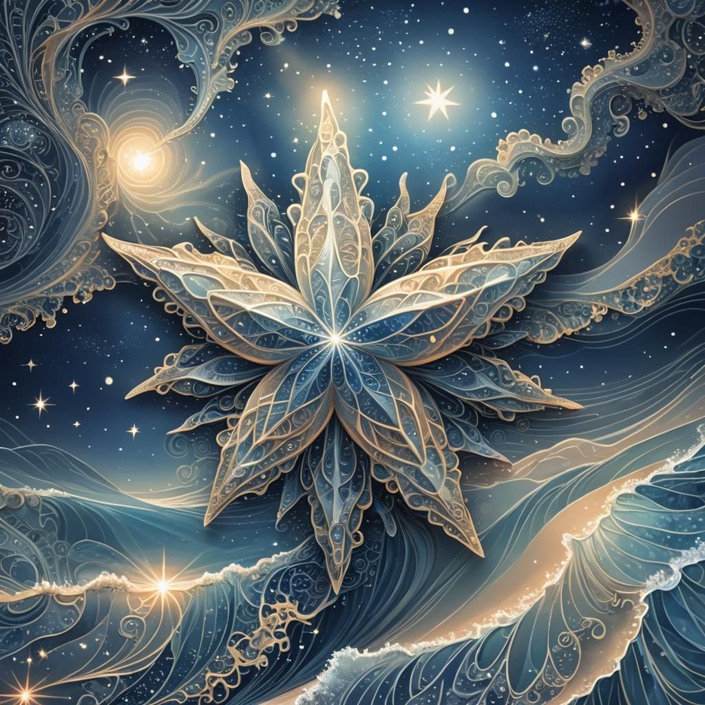 Ethereal Star Shines Over Calm Sea